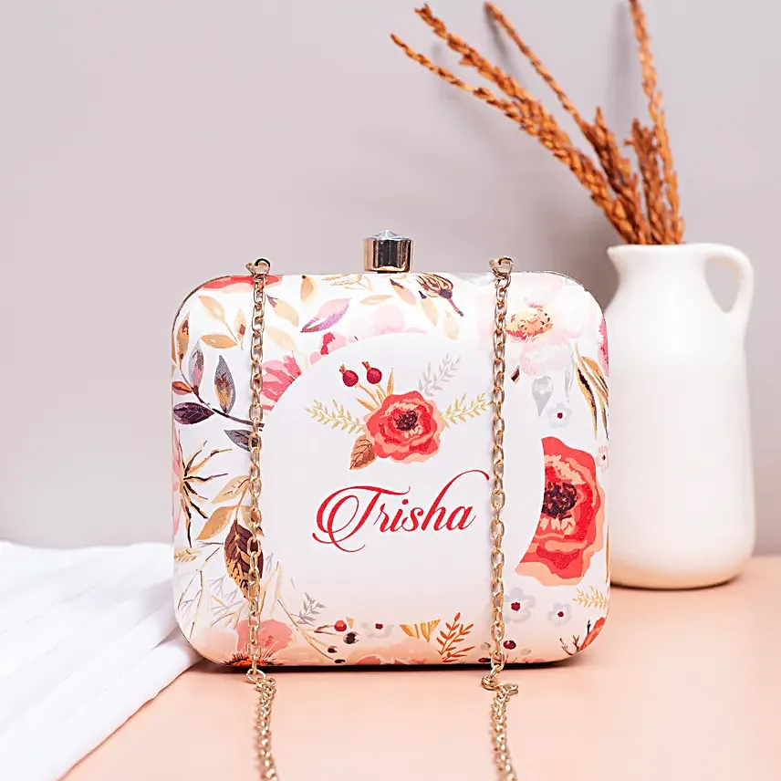 White Blossom Personalised Clutch