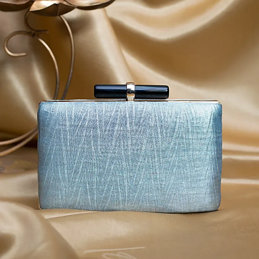 Luxe Crushed Satin Clutch Blue