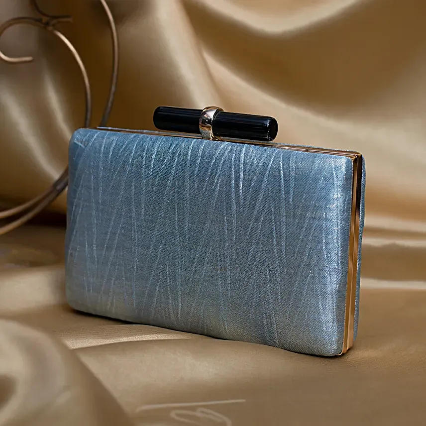 Luxe Crushed Satin Clutch Blue