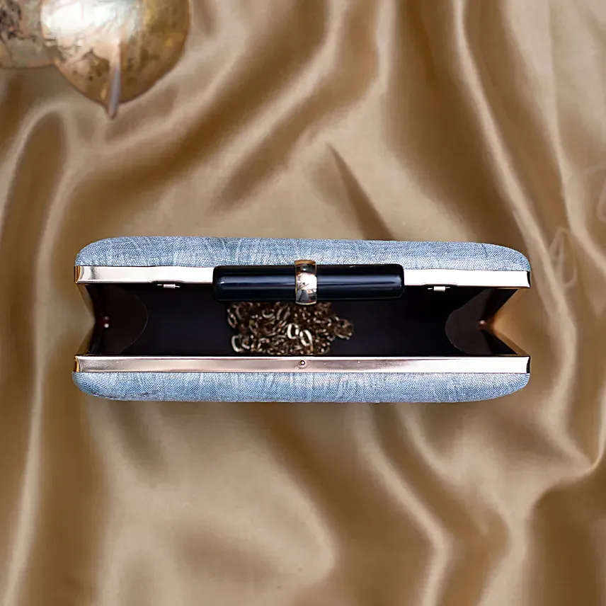 Luxe Crushed Satin Clutch Blue