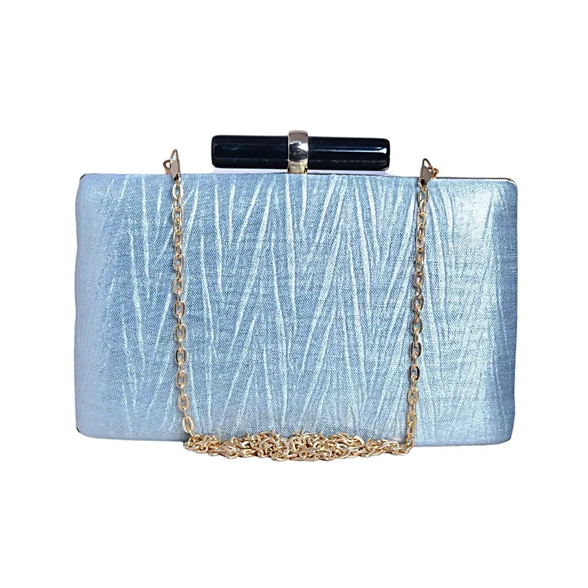 Luxe Crushed Satin Clutch Blue