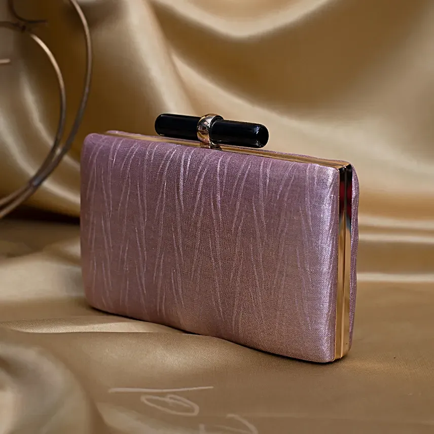 Luxe Crushed Satin Clutch Pink