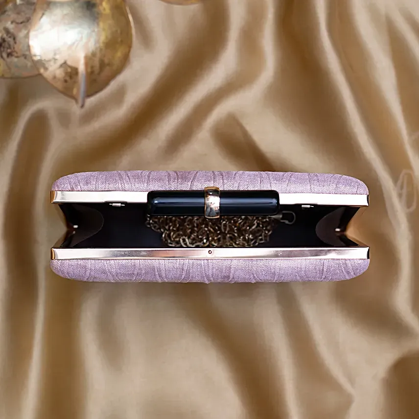 Luxe Crushed Satin Clutch Pink