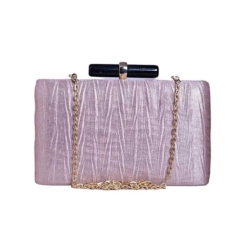 Luxe Crushed Satin Clutch Pink