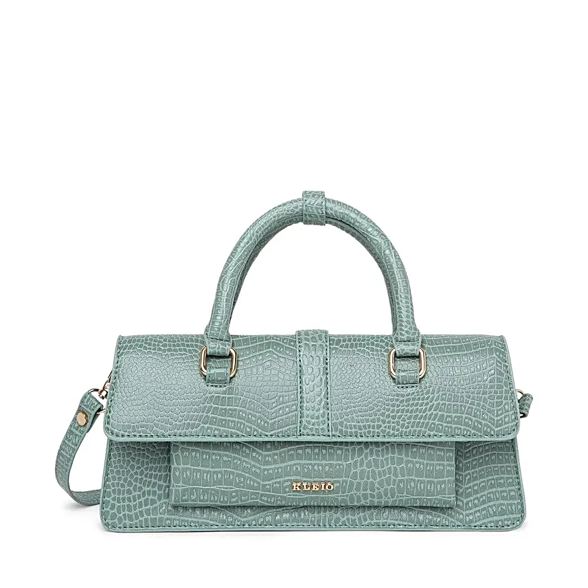 Luxe Croco Charm Vegan Leather Handbag