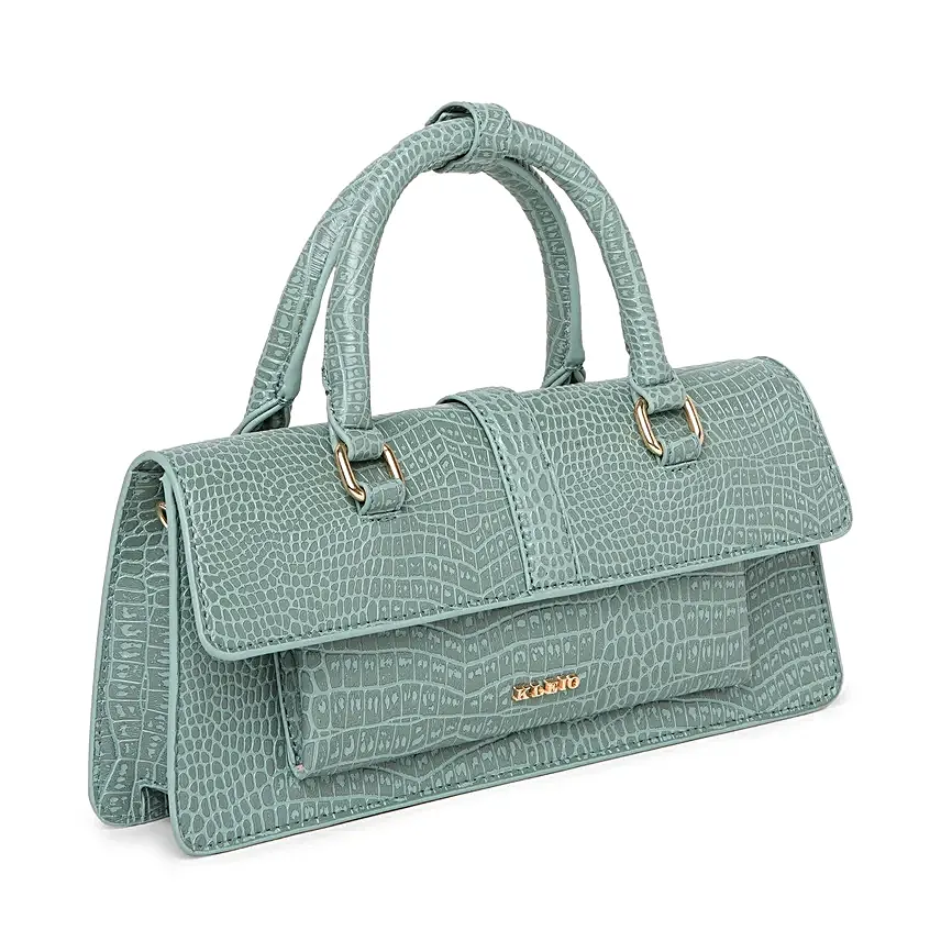 Luxe Croco Charm Vegan Leather Handbag