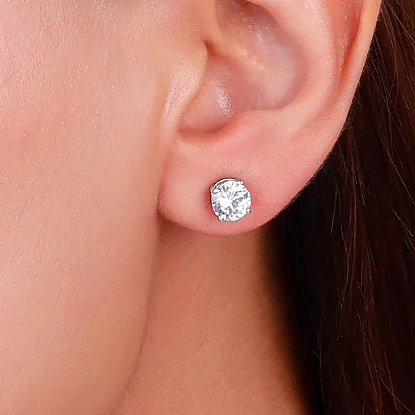 Silver Cubic Zirconia Earrings N Frame Combo