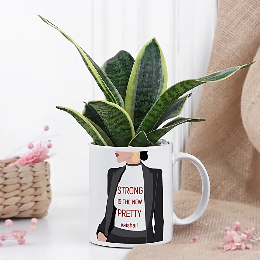 Sanseveiria Plant In Personalised Womens Day Mug