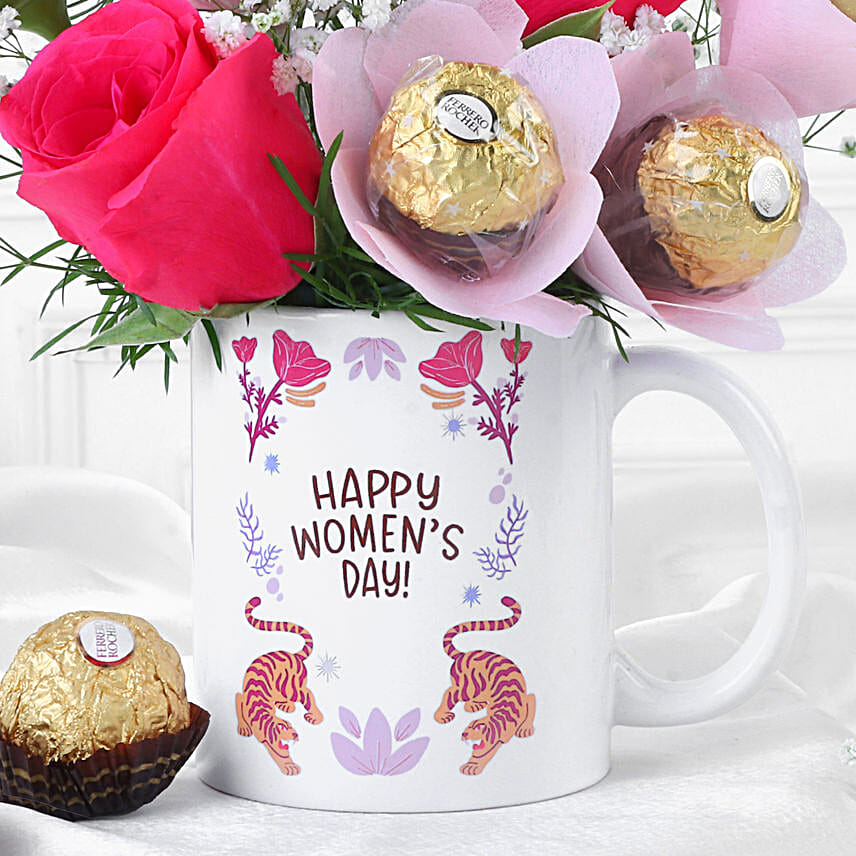 Blooming Love N Chocolate Delight Womens Day Gift Mug