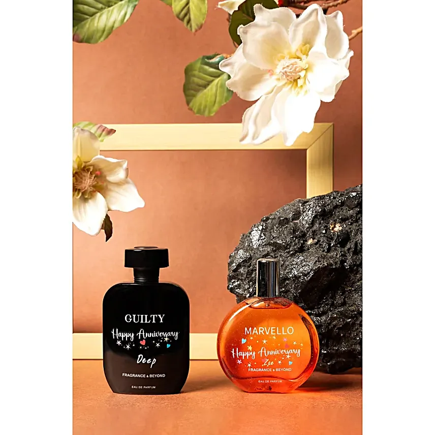 Personalised Amber Love Anniversary Perfume Set