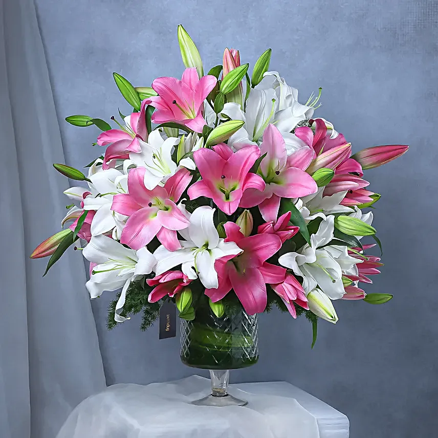 Mythical Charm Lilies In Kings Goblet Vase