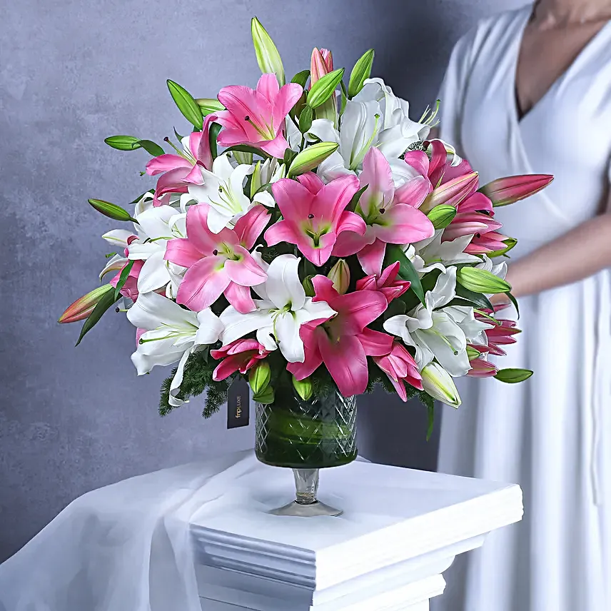 Mythical Charm Lilies In Kings Goblet Vase