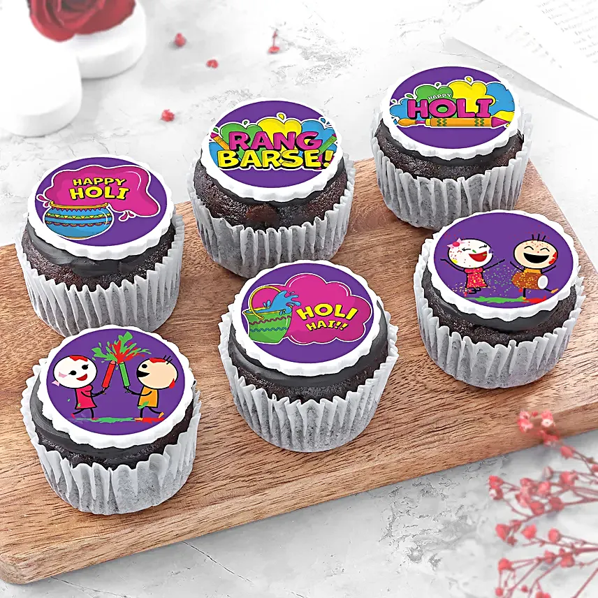 Holi Splash Cupcakes  Eggless