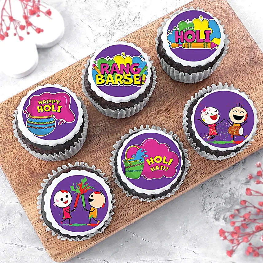 Holi Splash Cupcakes  Eggless