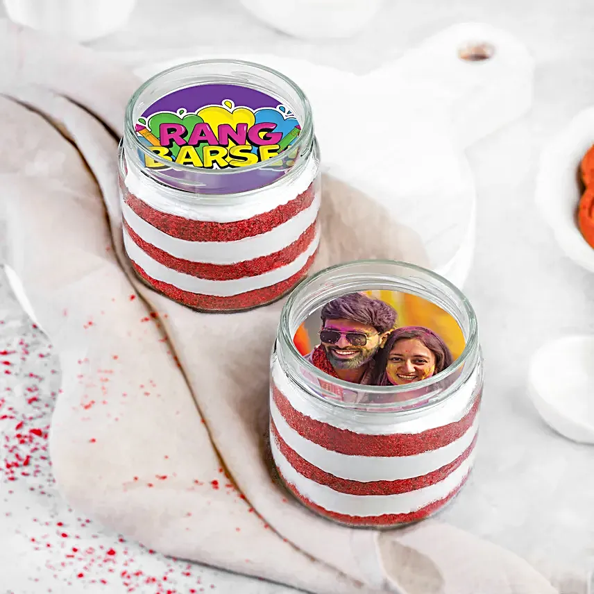 Colourful Holi Photo Jar Cake