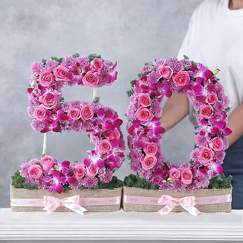 Half Century Celebration Roses N Daisies Arrangement