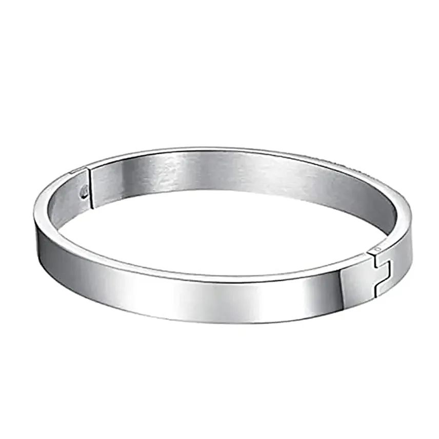 Personalised Silver Round Cuff Bracelet