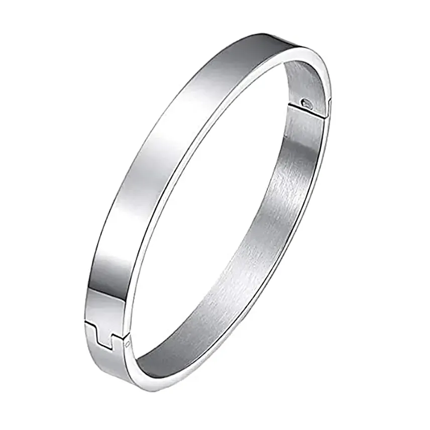 Personalised Silver Round Cuff Bracelet
