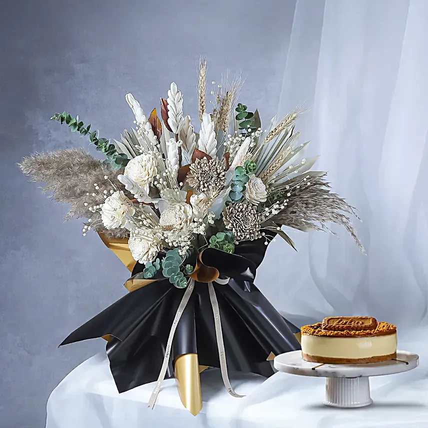 Biscoff Cake N Rustic Charm Sola Flower Bouquet