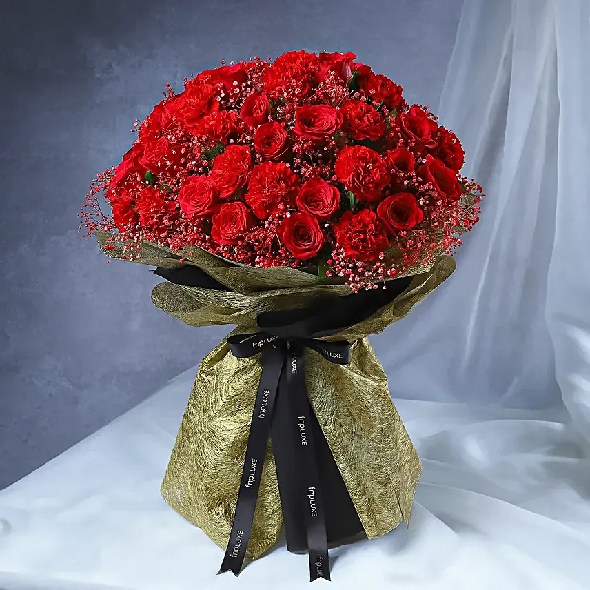 Grand Gesture Rose Bouquet N Brownie Cheesecake