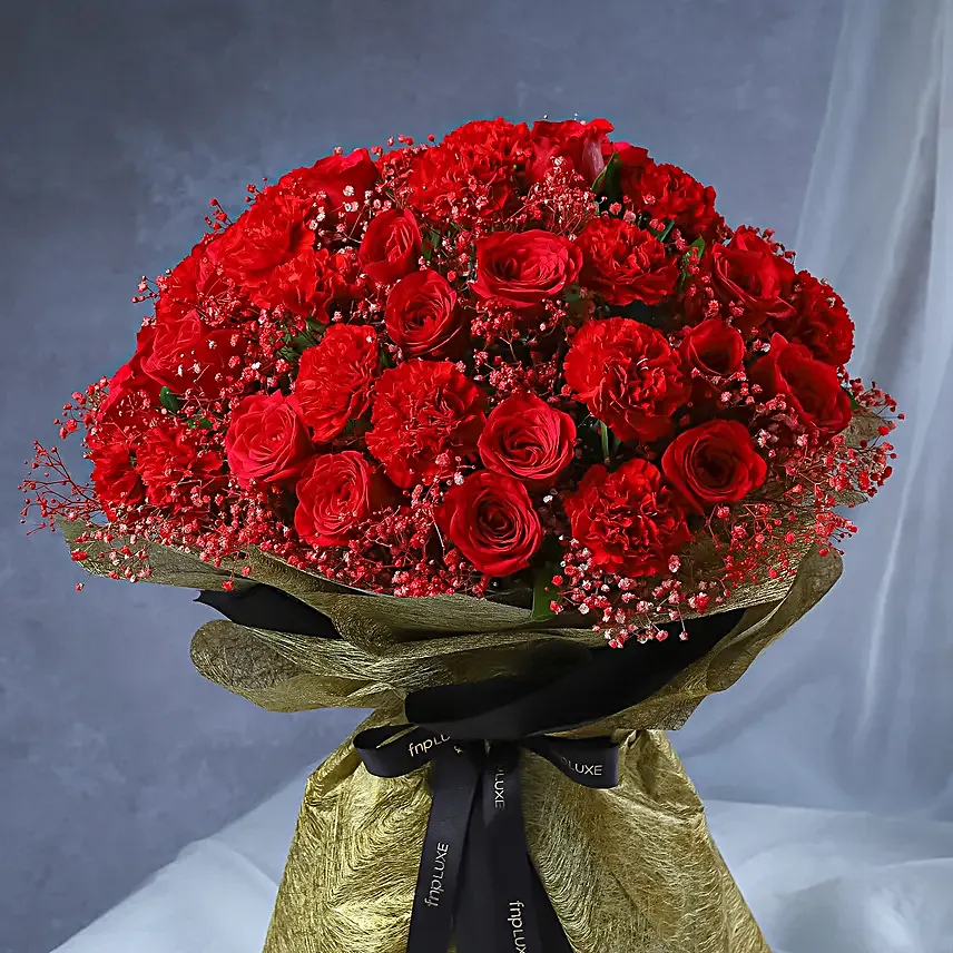 Grand Gesture Rose Bouquet N Brownie Cheesecake