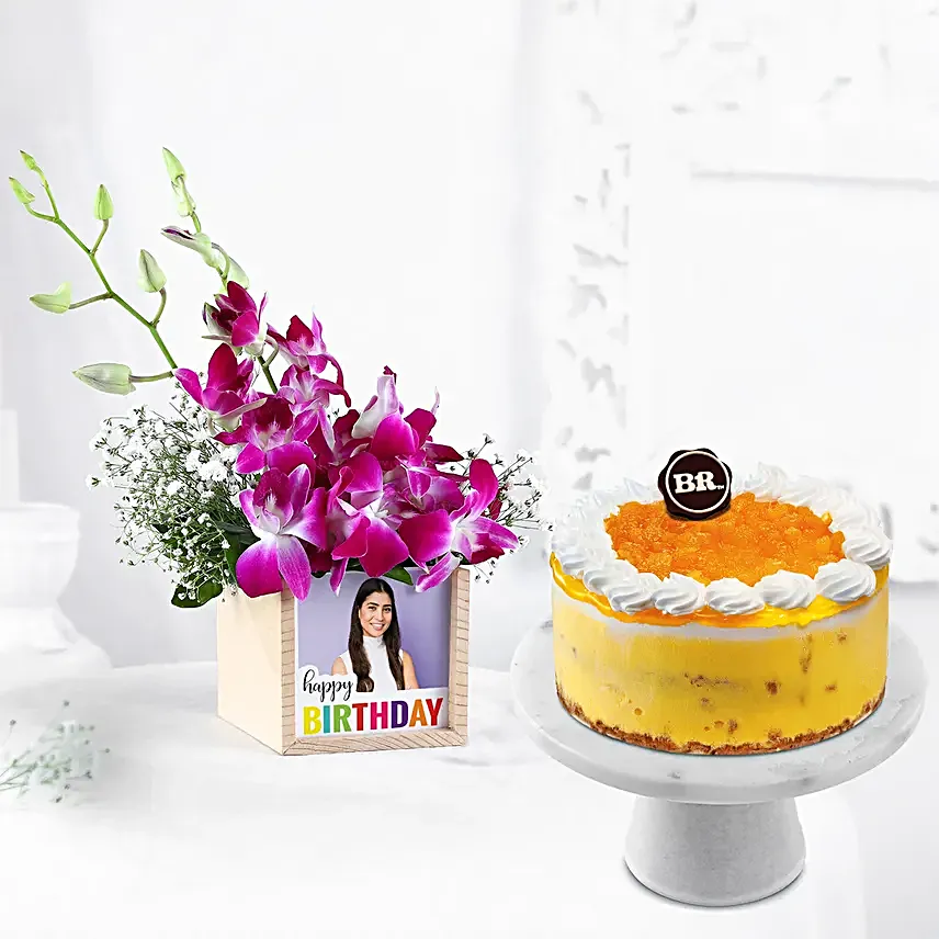 Pineapple Ice Cream Cake N Personalised Organiser with Purple Orchids