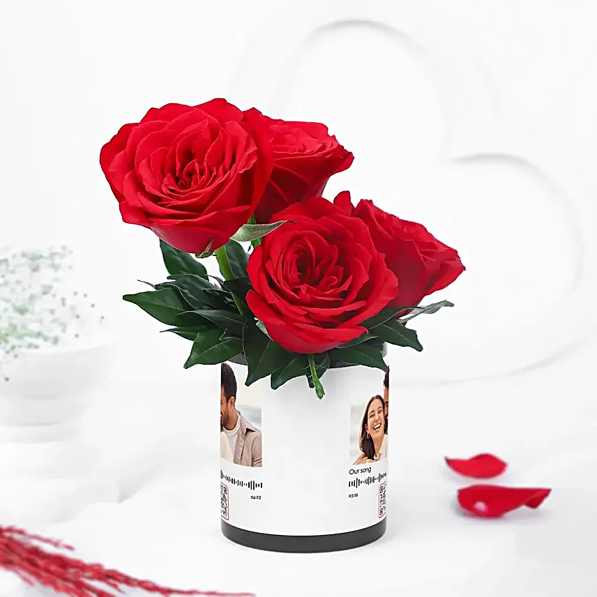 Luxe Love Roses In Personalised QR Code Photo Mug