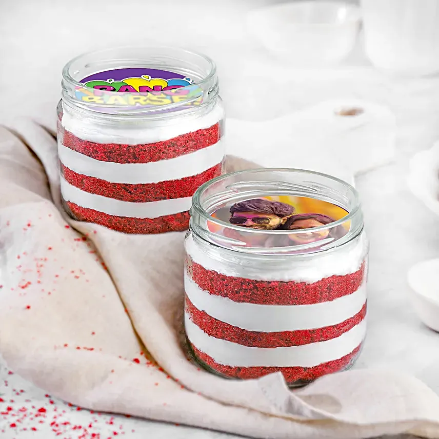 Colourful Holi Photo Jar Cake  Eggless