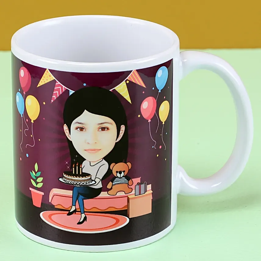 customised birthday caricature printed mug online