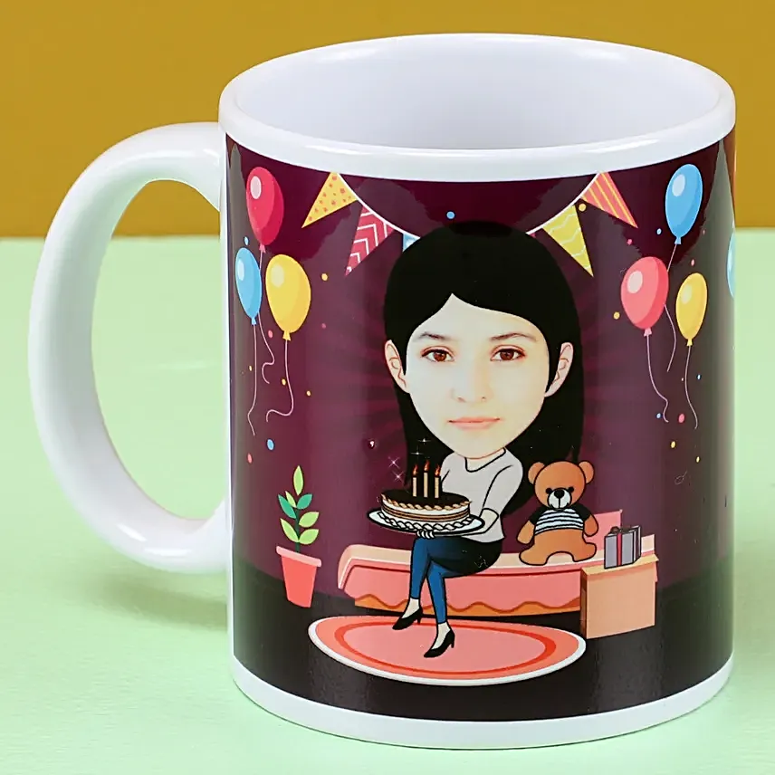 customised birthday caricature printed mug online
