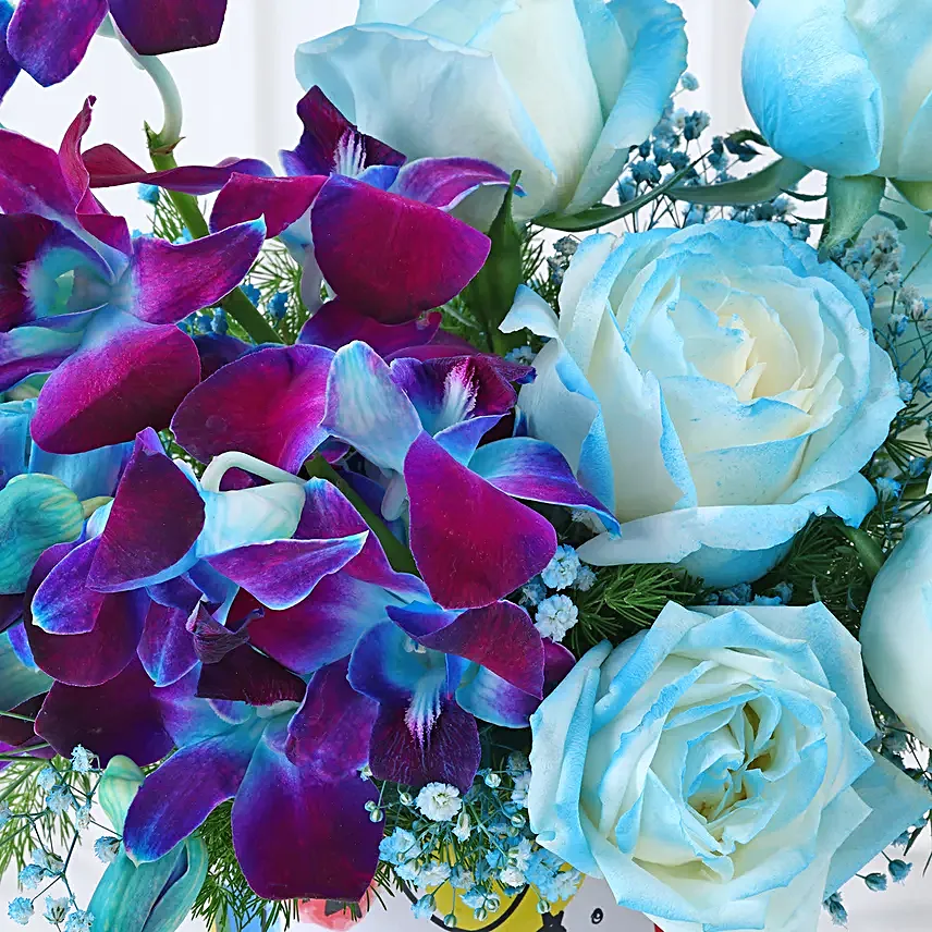 Bedazzled Orchids N Roses Vase Arrangement
