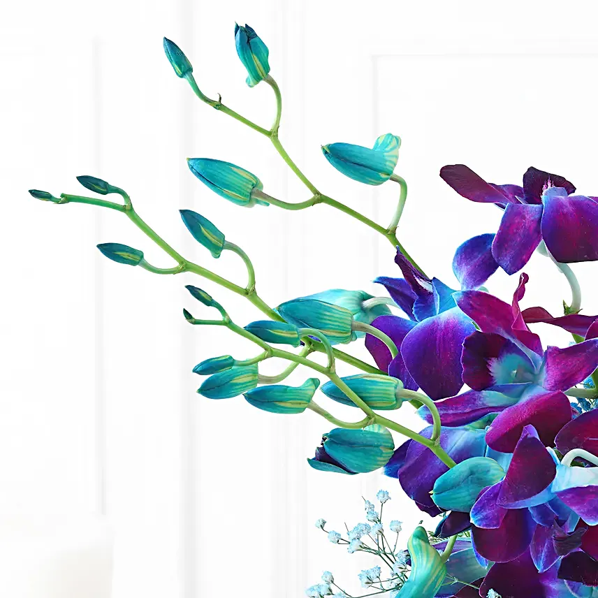 Bedazzled Orchids N Roses Vase Arrangement