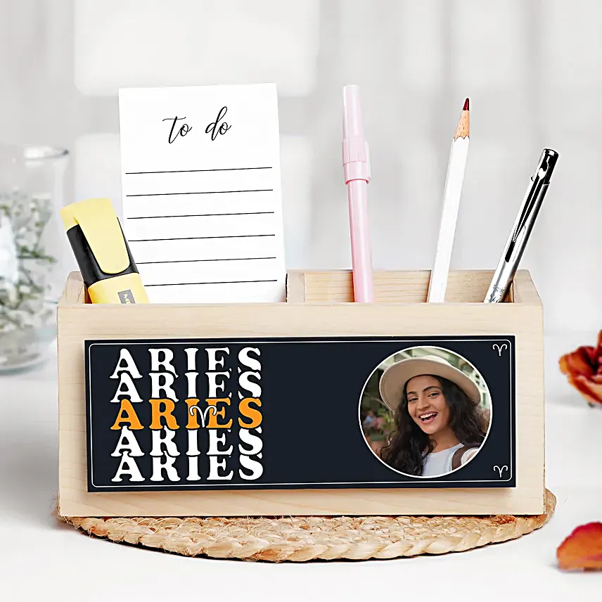 Personalised Aries In The House Table Organiser