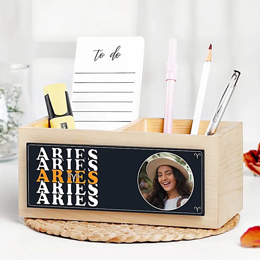 Personalised Aries In The House Table Organiser