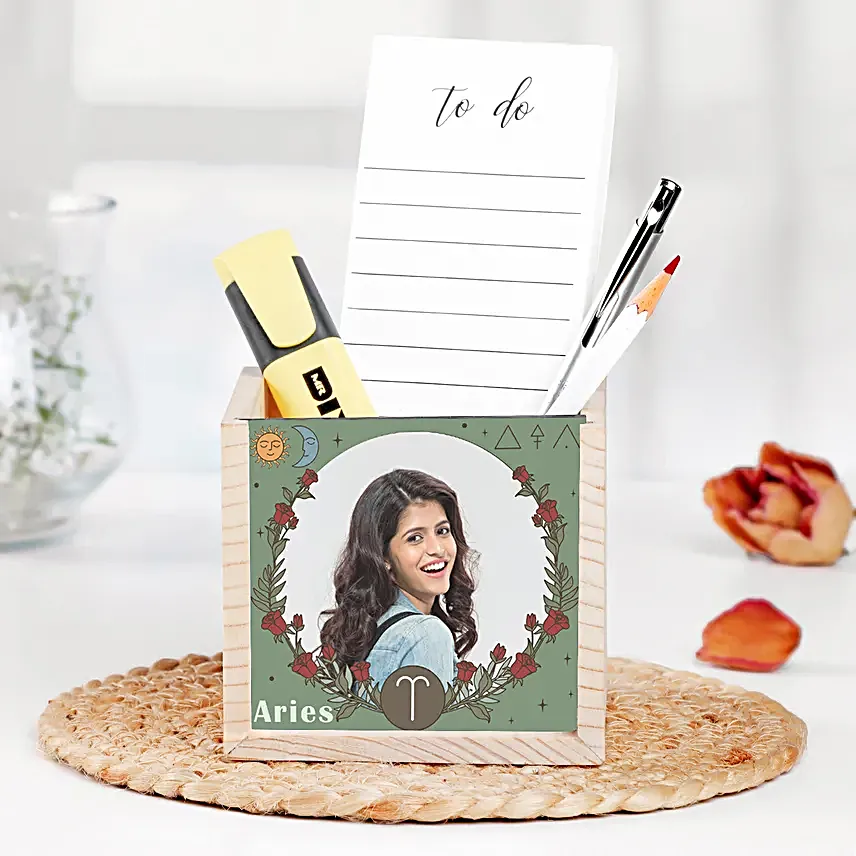 Personalised Aries Vibes Table Organiser