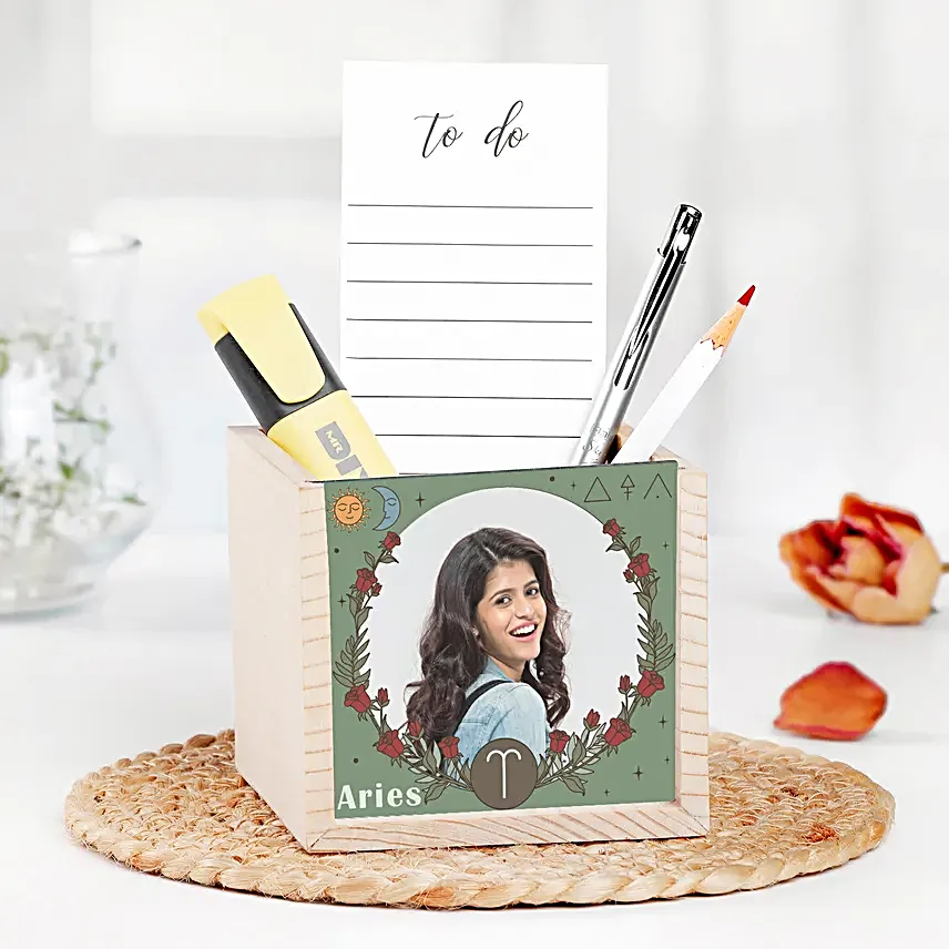 Personalised Aries Vibes Table Organiser