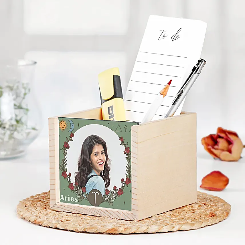 Personalised Aries Vibes Table Organiser