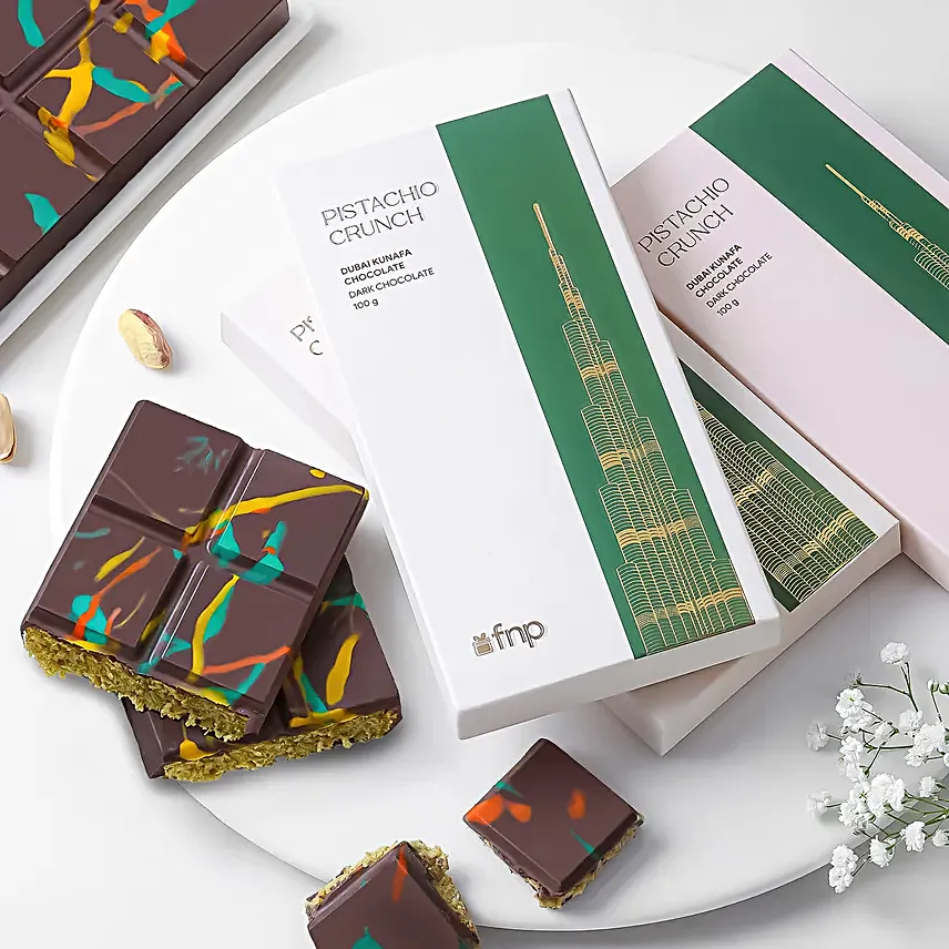 Premium FNP Dubai Kunafa Dark Chocolates