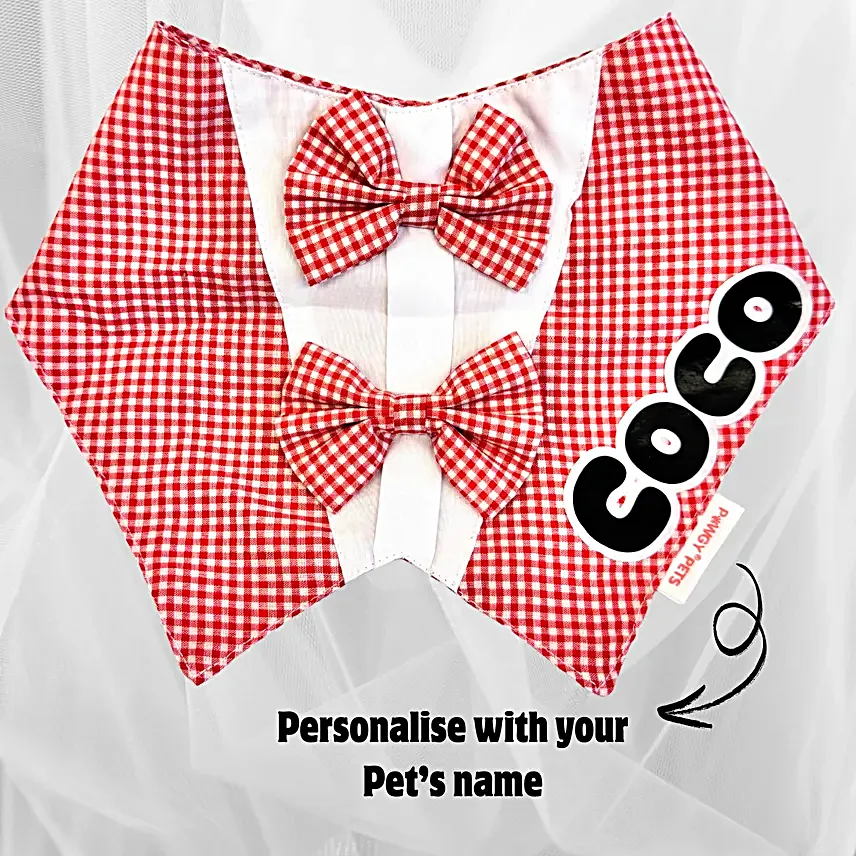 Pawgy Pets Personalised Classic Check Bandana S
