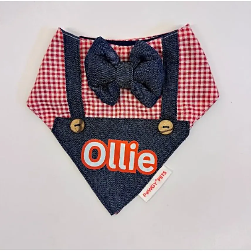 Pawgy Pets Chic Personalised Dungaree Bandana S