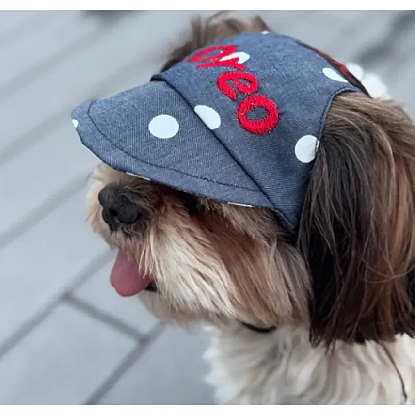 Pawgy Pets Customised Dotty Denim Cap S
