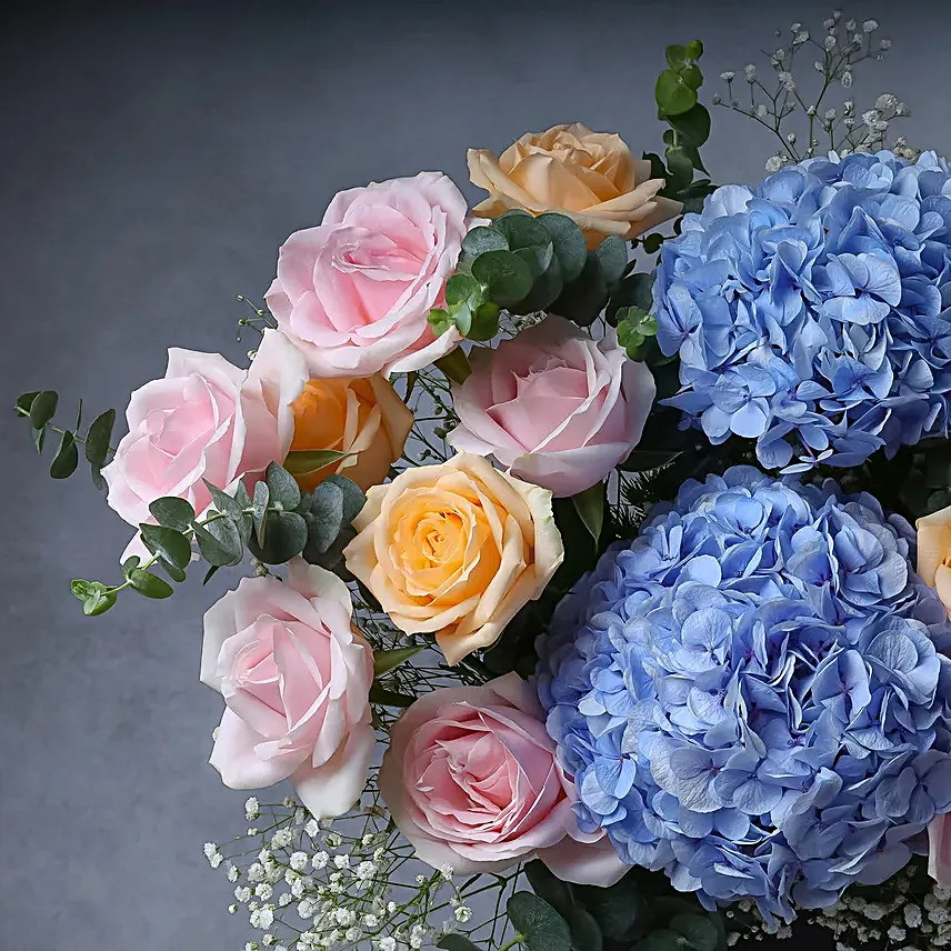 Hydrangea N Rose Pastel Petal Bliss