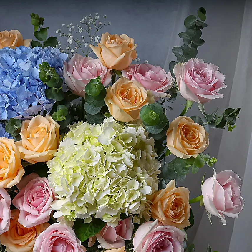 Hydrangea N Rose Pastel Petal Bliss