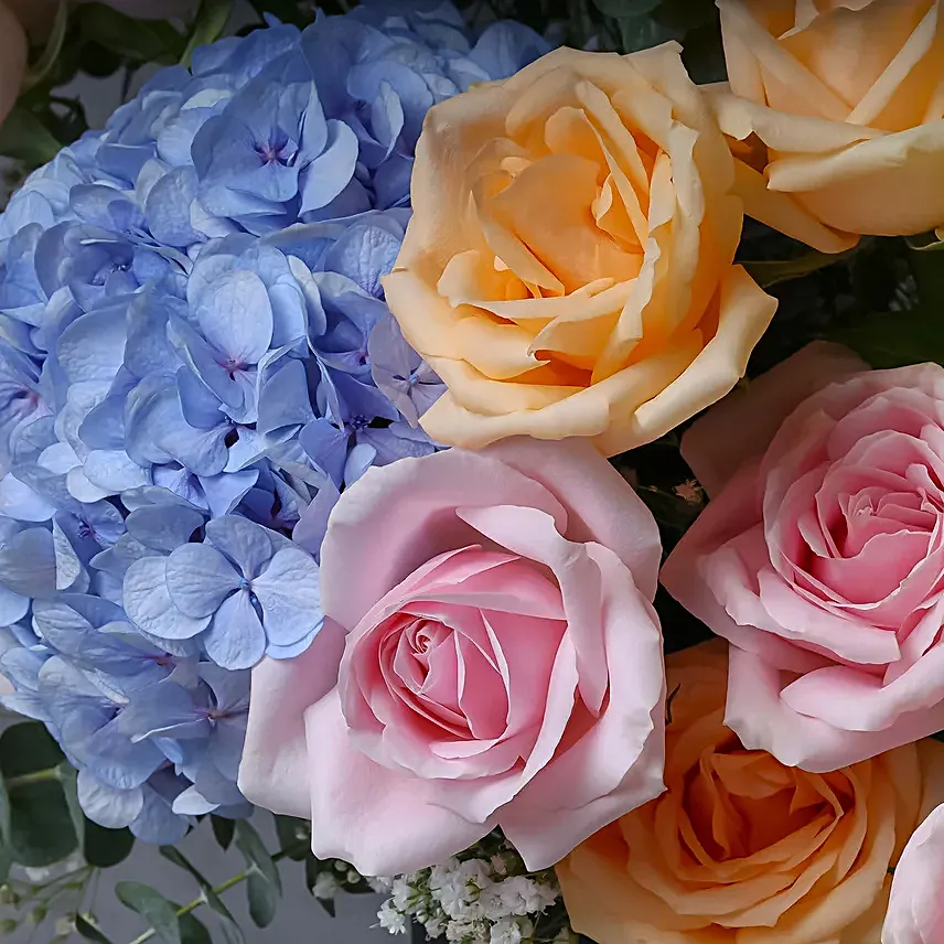 Hydrangea N Rose Pastel Petal Bliss