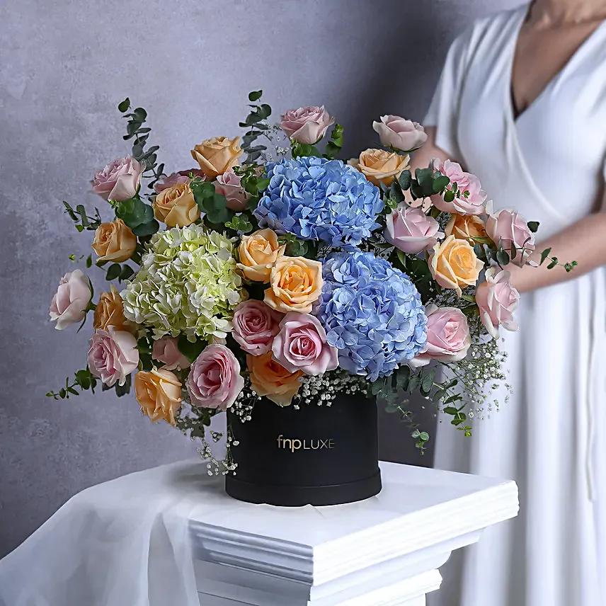 Hydrangea N Rose Pastel Petal Bliss
