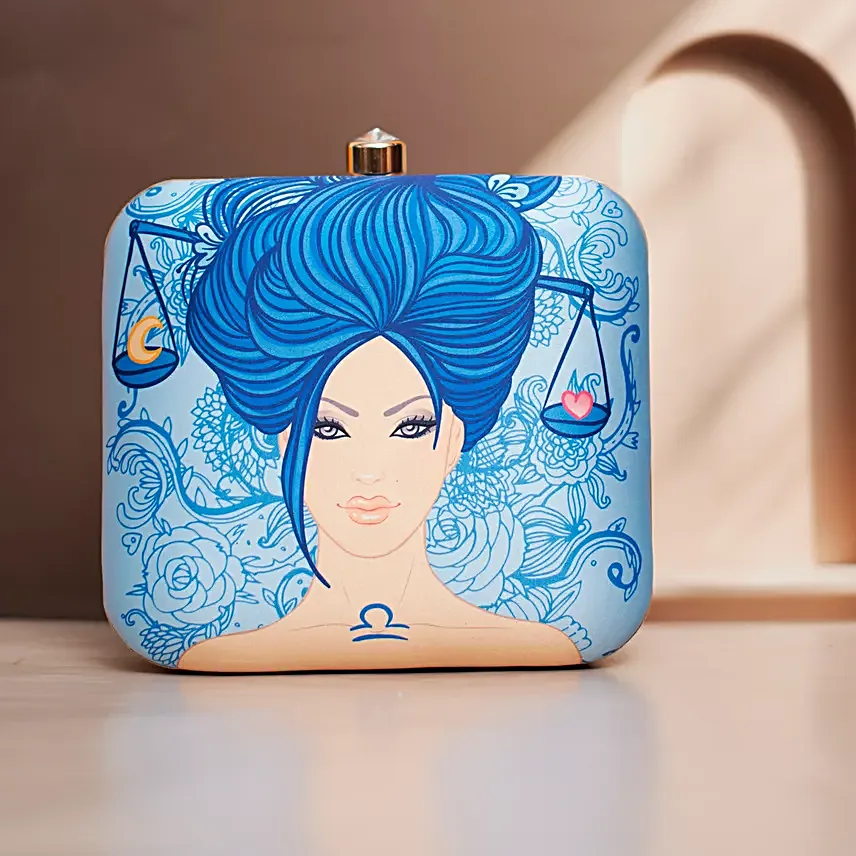 Blue Libra Sun Sign Customised Clutch