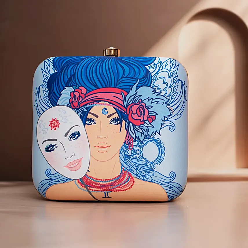 Gemini Sun Sign Blue Customised Clutch