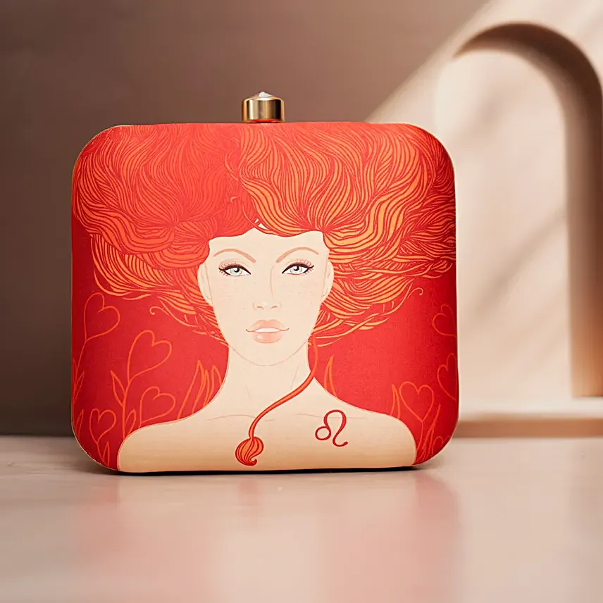 Leo Sun Sign Orange Customised Clutch