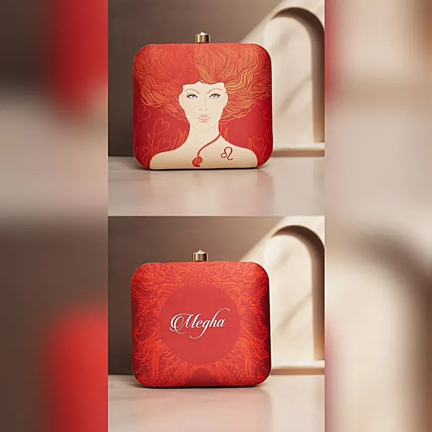 Leo Sun Sign Orange Customised Clutch