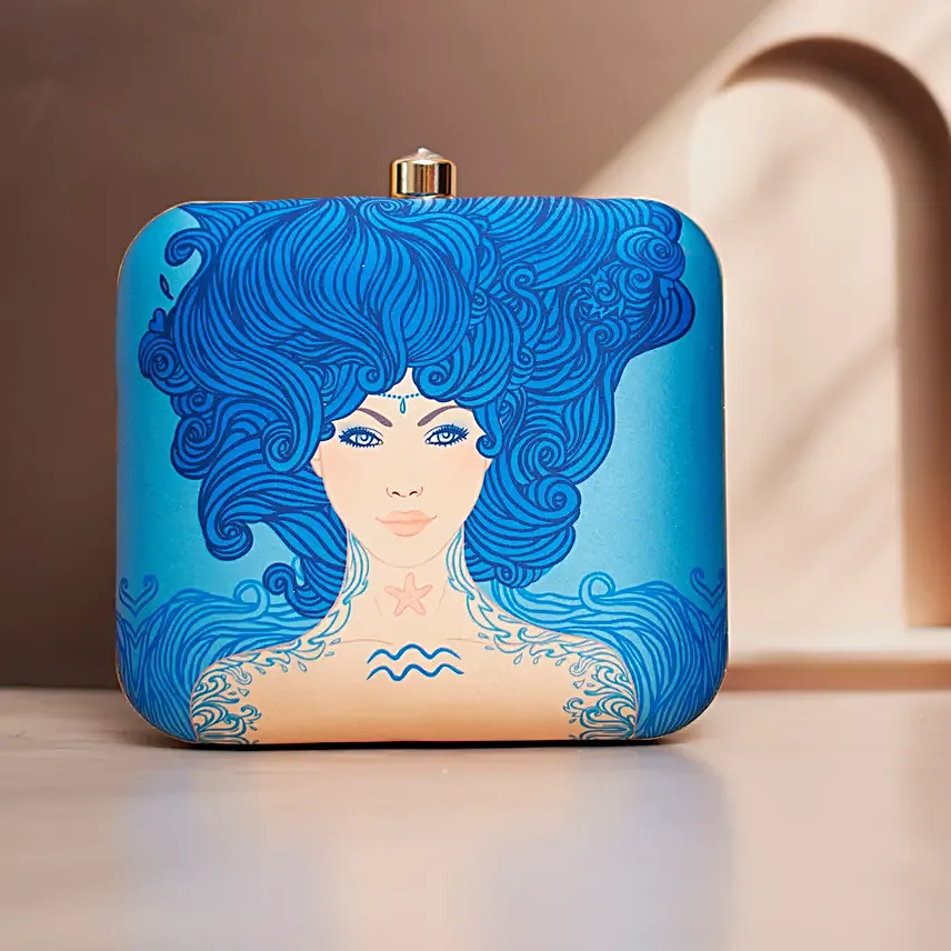 Aquarius Sun Sign Customised Clutch